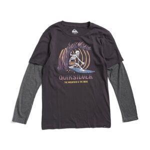 Quiksilver Black and Gray Long Sleeve T-Shirt